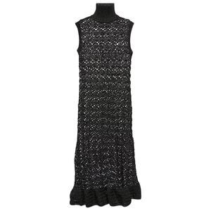 Ganni Metallic Black Turtleneck Midi Size XXS Dress